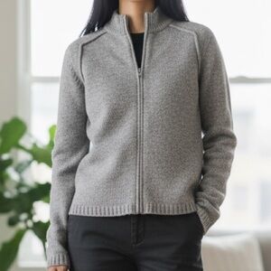 Sisley Made in Italy Gray Zip Mock Neck Sweater Cropped Minimalist Knit Size S